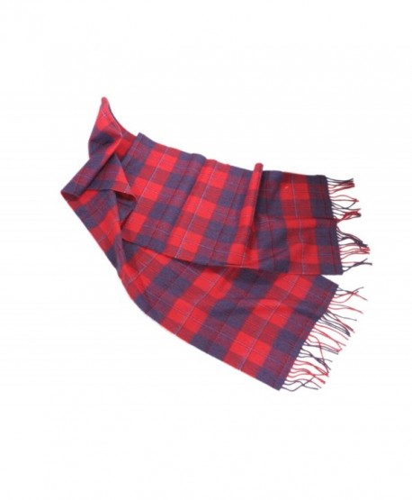 Merino Wool Scarf Limited Edition Plaids 12" x 72" Irish Made - Red/Purple - C8182YUW5WQ