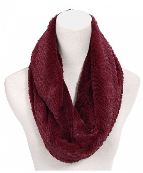 SPRING SALE Lush Faux Fur Infinity Scarf Easter Gift Idea for Women (ASSORTED COLORS) - Burgundy - CG187AU3IYG