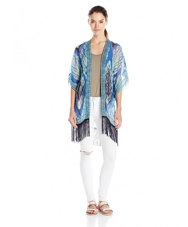 Theodora & Callum Women's Feathers Kimono - Cobalt - CW128SJFKMJ