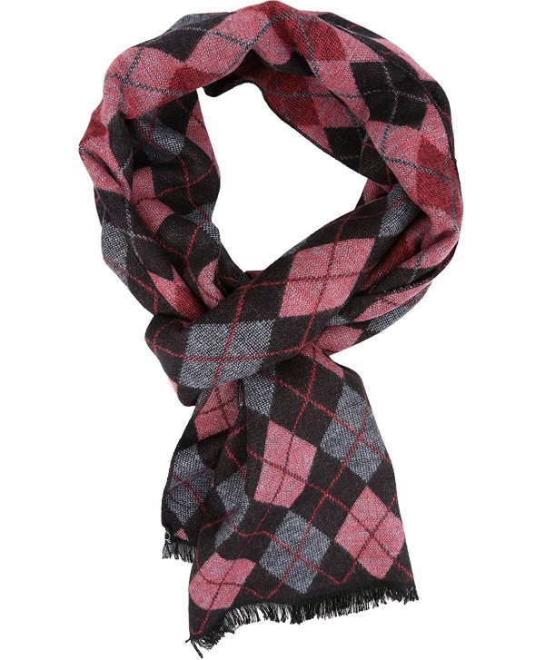 Sakkas Ezel Long Warm Argyle Patterned UniSex Cashmere Feel Scarf - Pink - CS12LBFBO6N