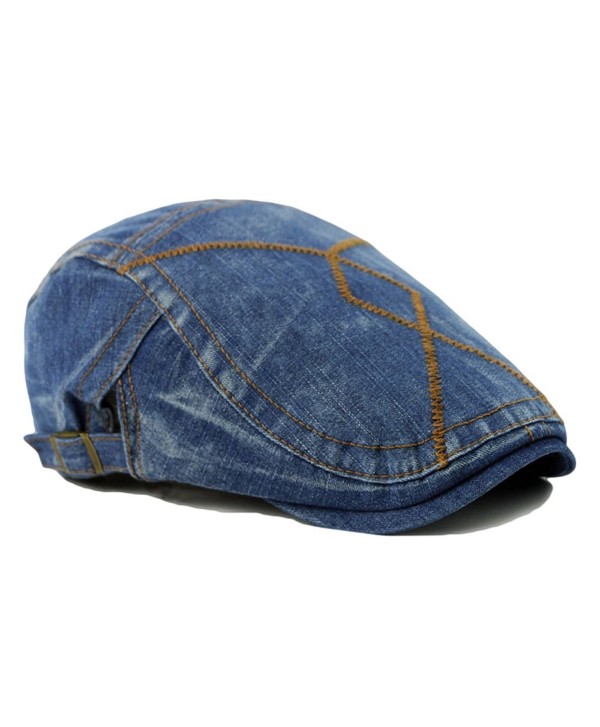 Qunson Unisex Denim Flat Ivy Gatsby Newsboy Hat Cap - A-Blue - C512LY076S5