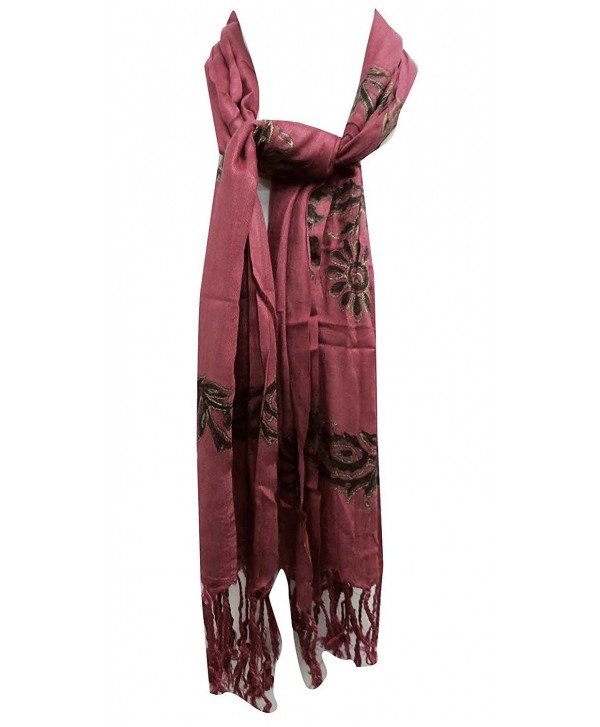 Cotton Scarf Indian Fashion Wear Summer Scarves Bandana Rectangle 62 X 27 Inches - Mauve - CF11O6MMODB