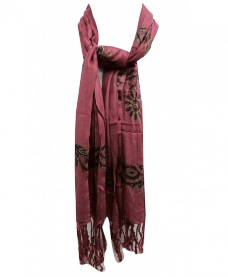 Cotton Scarf Indian Fashion Wear Summer Scarves Bandana Rectangle 62 X 27 Inches - Mauve - CF11O6MMODB