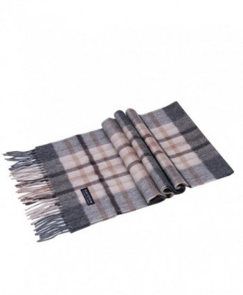 Saferin Women Men Cashmere and Wool Plaid Warm Soft Scarf with Gift Box - F005-grey and Beige Plaid - C4185OX6XS9