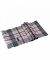 Saferin Women Men Cashmere and Wool Plaid Warm Soft Scarf with Gift Box - F005-grey and Beige Plaid - C4185OX6XS9