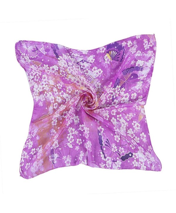 Bandanas- FTXJ Women Butterfly Printing Square Scarf Kerchief Neck Shawl - Purple - C912JW4JFI9