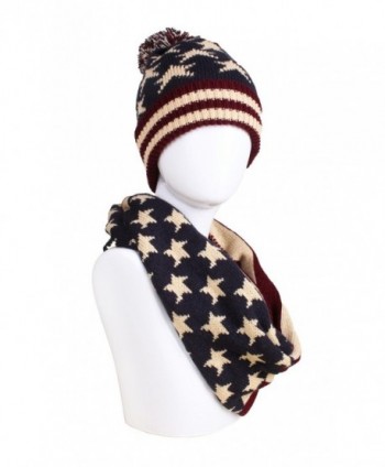 American Flag Knitted Hat- Scarf- Gloves Set - Hat and Infinity Scarf - CK1895T00IE