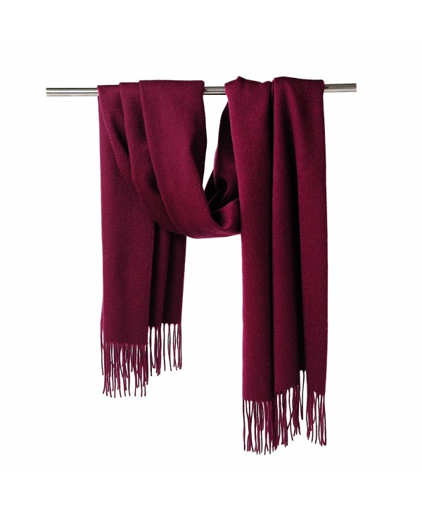 CUDDLE DREAMS Cashmere Wool Scarf Wrap with Fringe (FINAL CLEARANCE SALE) - Burgundy. - CP187RCC232