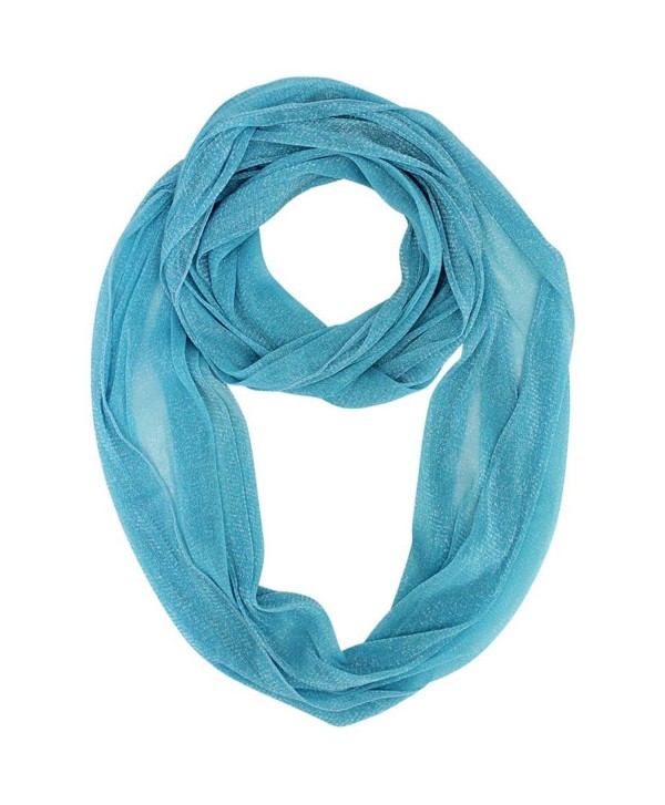 Sheer Metallic Infinity Scarf - Turquoise - CW1167ESCMX