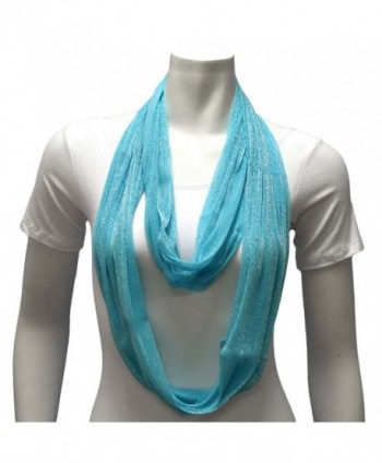 Turquoise Sheer Metallic Infinity Scarf in Fashion Scarves