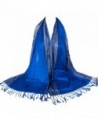 Ladies Women Tassel Spun Gold Tone Pashmina Scarf Shawl Wrap Cotton Scarves - Sapphire - CS12N8RNAIU