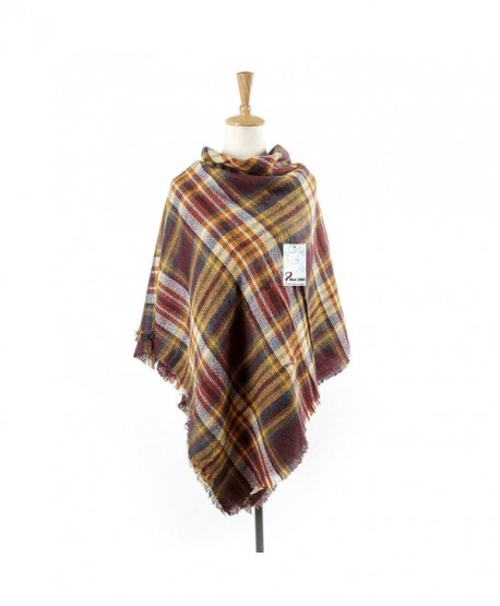 Women's Cozy Tartan Scarf Wrap Shawl Neck Stole Warm Plaid Checked Pashmina - Brown - CW186ECOIUC