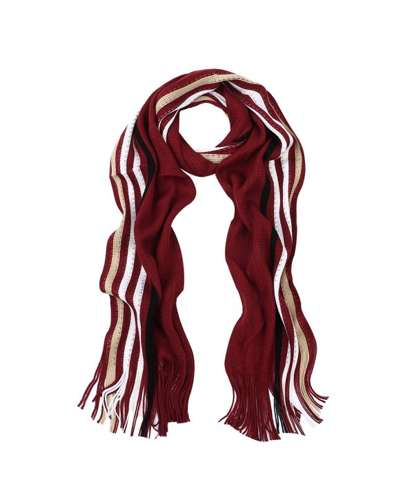 Classic Premium Unisex Striped Winter Knit Fringe Scarf - Different Colors - V6 - C4127NGB60X