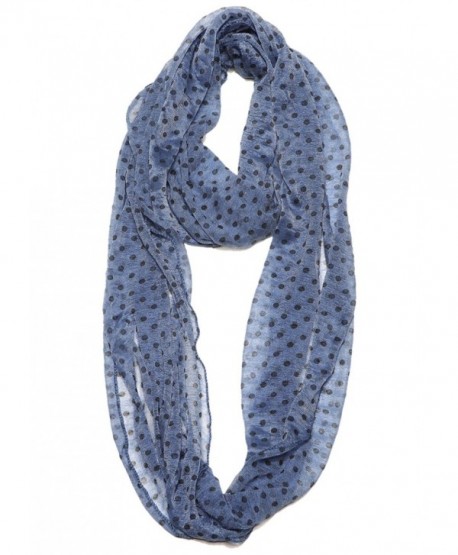 Women Super Lightweight Soft Lace Polka Dot Infinity Scarf - Navy - C812F08M907