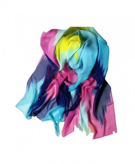 Chiffon Scarf- Sothread Women Printing Ink Painting Style Soft Scarves Shawl Scarf Wrap (Blue) - " Blue " - CI187IG0TCH