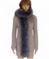 VamJump Women Winter Warm Faux Fox Raccoon Fur Collar Long Scarf - Gray - CF127Z34RHD