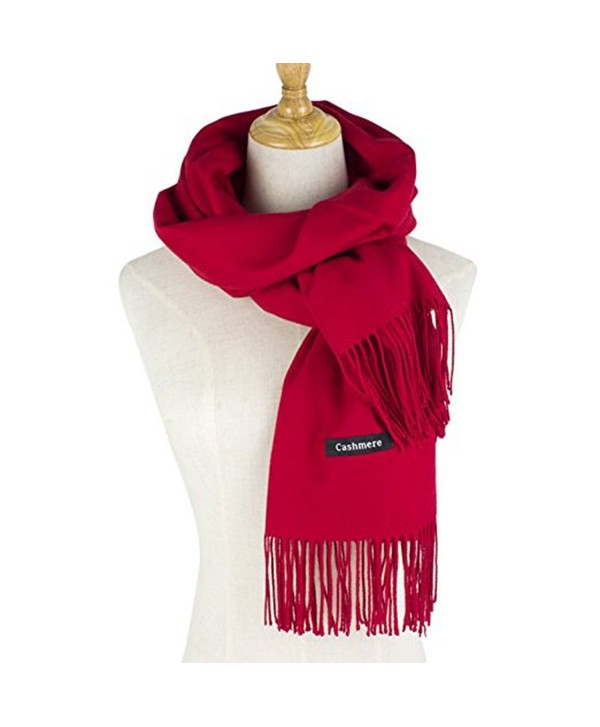 Cashmere Feel Winter Scarf- Soft Classic Luxurious Blanket Winter Warm Wrap - Red - CY18845LD2C