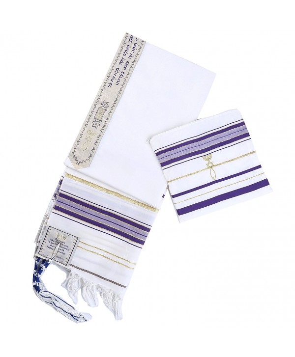 New Convenant Messianic Tallit Prayer Shawl with Matching bag by Star Gifts - Purple - CX186EDEN6O