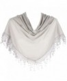 HatToSocks Triangle Scarf with Bobbin Lace Fringes for Women in Plain Colors - Light Grey - CQ12I8J9683