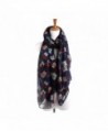 CreazyWomen Ladies Owl Print Long Scarf Warm Wrap Shawl - Navy - CZ129F0DOCN