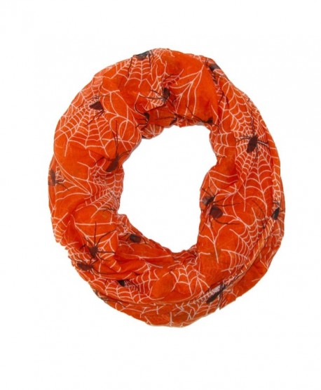 David & Young Women's Spider Web Halloween Holiday Infinity Loop Scarf - Orange - CL126OJ1Y8T