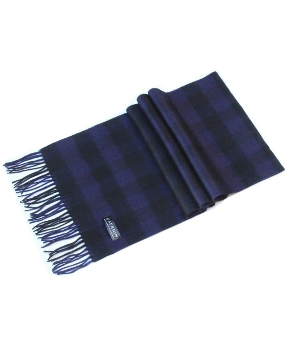 Saferin Women Men Cashmere and Wool Plaid Warm Soft Scarf with Gift Box - Hyx-purple Black Plaid - CN186NA8X3W