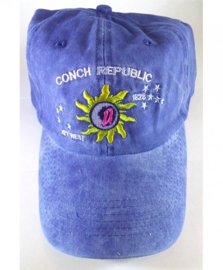 Key West Baseball Cap- Colorful Conch Republic Embroidery - Blue ...