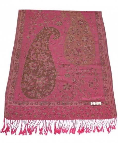 CJ Apparel Jammu Design 2 Ply Reversible Shawl Pashmina Scarf Wrap Seconds NEW - Pink - CY128HUS6ON