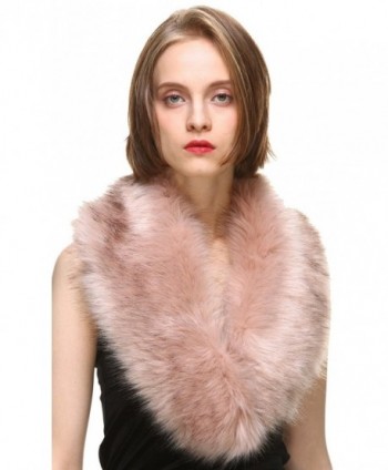 Vogueearth Women'Faux Fur Neck Scarf For Winter Coat Collar - Pink - CK1883XN6O0