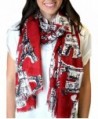 Anika Dali Women's Bonjour Paris Print Scarf- Ideal for Travel- Chic- Lightweight (2 Colors) - Rio Red - CT11BNMPBUZ