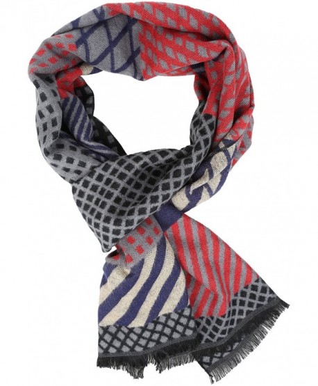 Sakkas Samna Long Stripe Patterned Warm UniSex Cashmere Feel Scarf - Black / Red - CT12LBF8WEZ