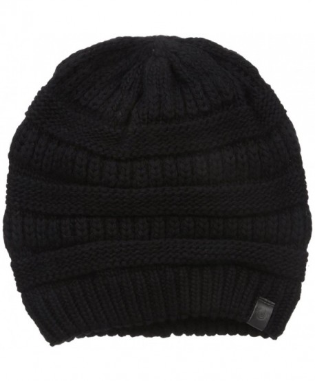 True Religion Men's Chunky Ribbed Knit Beanie - Black - C212K9VP579