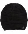 True Religion Men's Chunky Ribbed Knit Beanie - Black - C212K9VP579