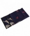 Women's Big Long Shawl Crane Pattern Japanese Winter Warm Scarf for Cold Weather - Navy Red - CH1880965X3