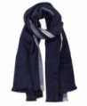 NYFASHION101 Women's Two Striped Oblong Large Blanket Shawl Scarf - Navy - CU12NB65FRY