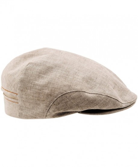 Sterkowski 100% Linen Summer Ivy League Flat Cap - Beige - C611XSKL9WT