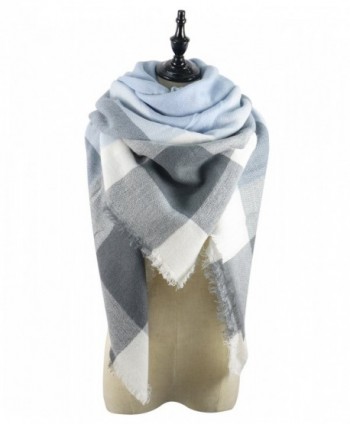 Durio Ladies Blanket Colorful Scottish - Light Grey Scarf - CA185U0WX9L