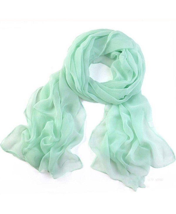 Deamyth Women Chiffon Scarves Lady Soft Long Shawl Wrap Scarf Solid Color - Mint Green - CF12NG0O48H
