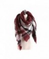 Winter Women Oversize Tartan Blanket Scarf with Tassels - Burgundy - C3186S7EGCY