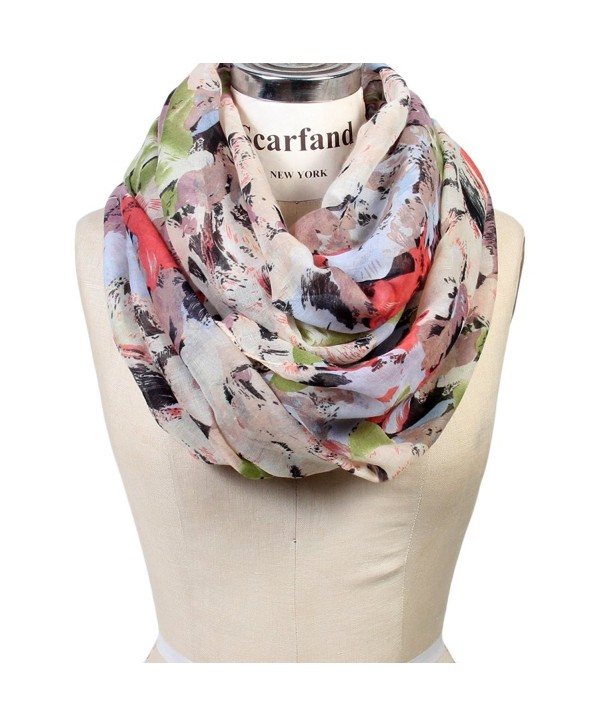 Scarfand's Mixed Color Oil Paint Infinity Fashion Scarf - Brushstroke Rose Ivory - CU12NVD23UN