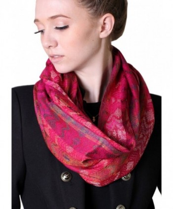 Anika Dali Amelia Chevron Pattern Luxurious Infinity Scarf (Festive Raspberry) - C711G30Y6AH