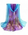 Iusun Women Multi-color Peacock Printed Long Shawl- Super Soft Wrap Scarf Scarves - Purple - CQ12O02IGV0