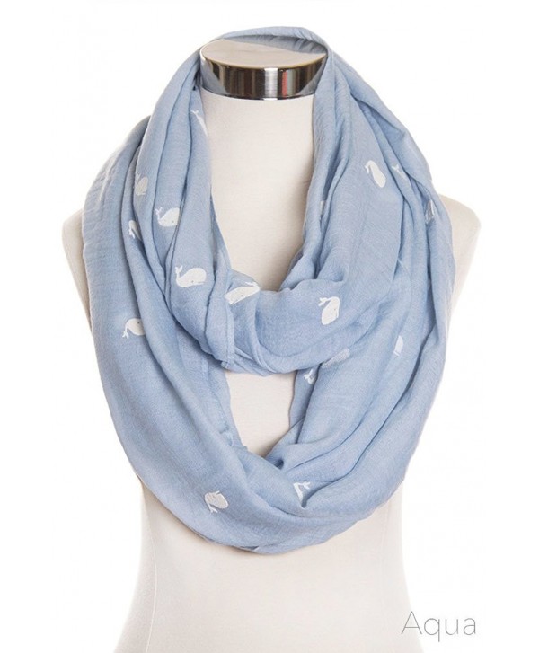 ScarvesMe Cotton Fashion Whale Print Infinity Loop Scarf - Aqua - C811W8CJARN