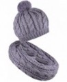 Scarf and Hat Set Pompom Beanies Womens Knitted Infinity Scarves Skull Caps Mens - Gray - CR187C9XHOS