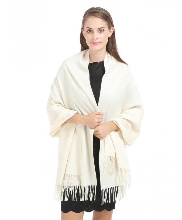 Saferin Large Winter Cashmere Shawls - Ivory - C3185K450OU