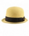 Men's Summer 1800s Derby Bowler Round Top Bob Dome Fedora Hat - Natural - CC12ER12HG9