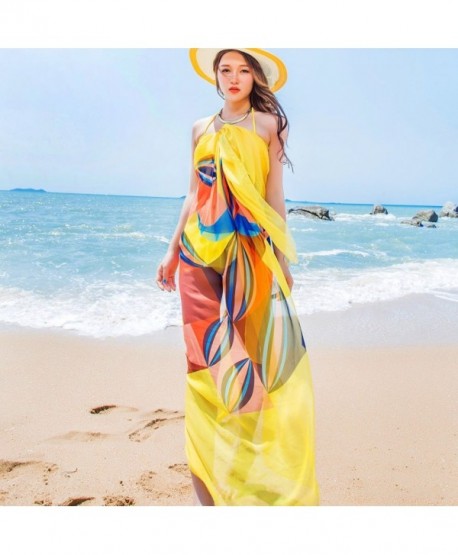 Sexy Women Chiffon Beach Swimwear Sarong Wrap Dress Bikini Cover Up Scarf (Yellow) - " Yellow " - C017YIGUY46