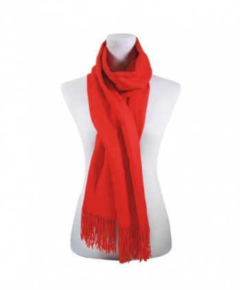 Women Pure color Scarf Authentic Cashmere Super Soft and Warm Wrap Shawl Scarf - Red - C71872L9O7E