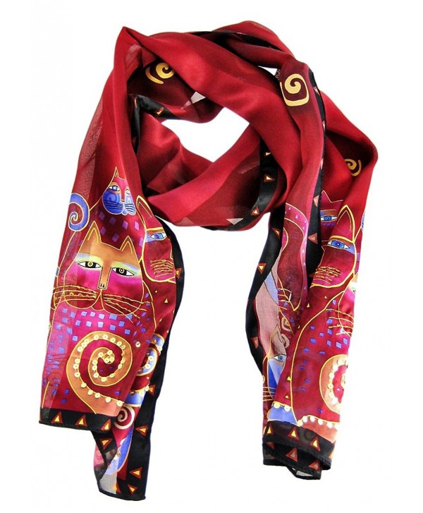 Laurel Burch Artistic Sequin Silk Scarf - Red - C91158FNBTL