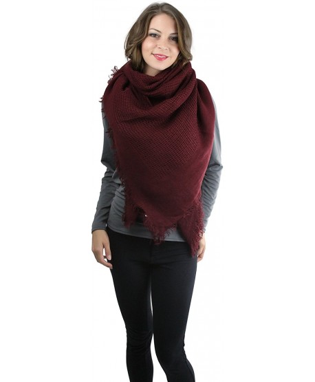 ToBeInStyle Women's Open Weave Square Scarf - Burgundy - CI12NUJP2B0